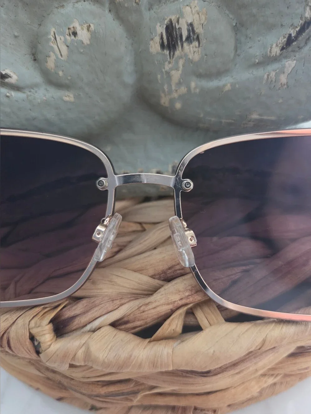 Women's Tahari Rimless Sunglasses with Brown Lenses and Rose Gold Accents